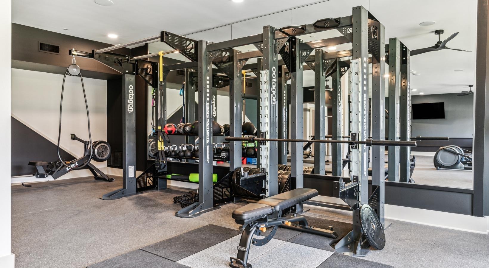 Fitness center with strength equipment