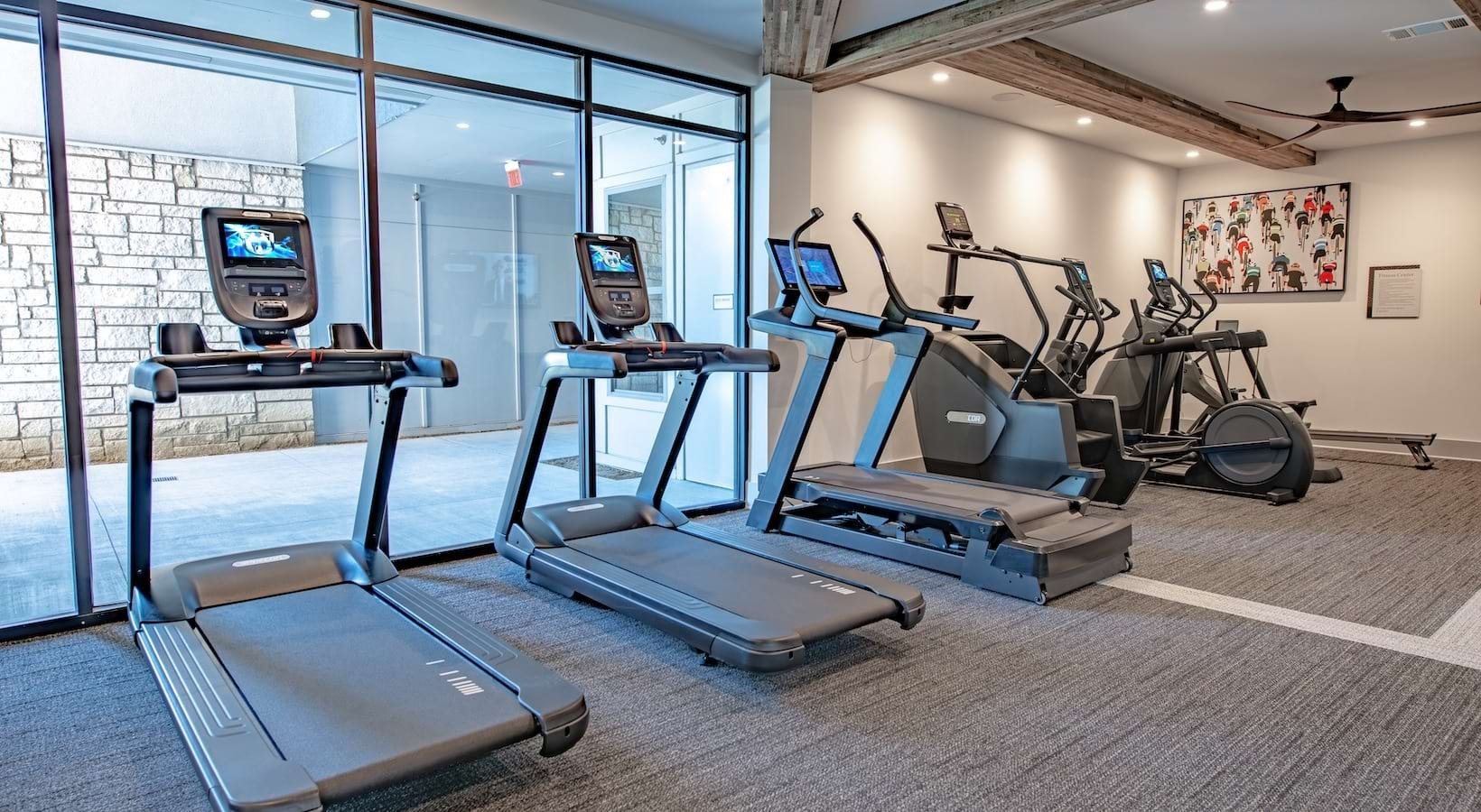 Fitness center cardio equipment