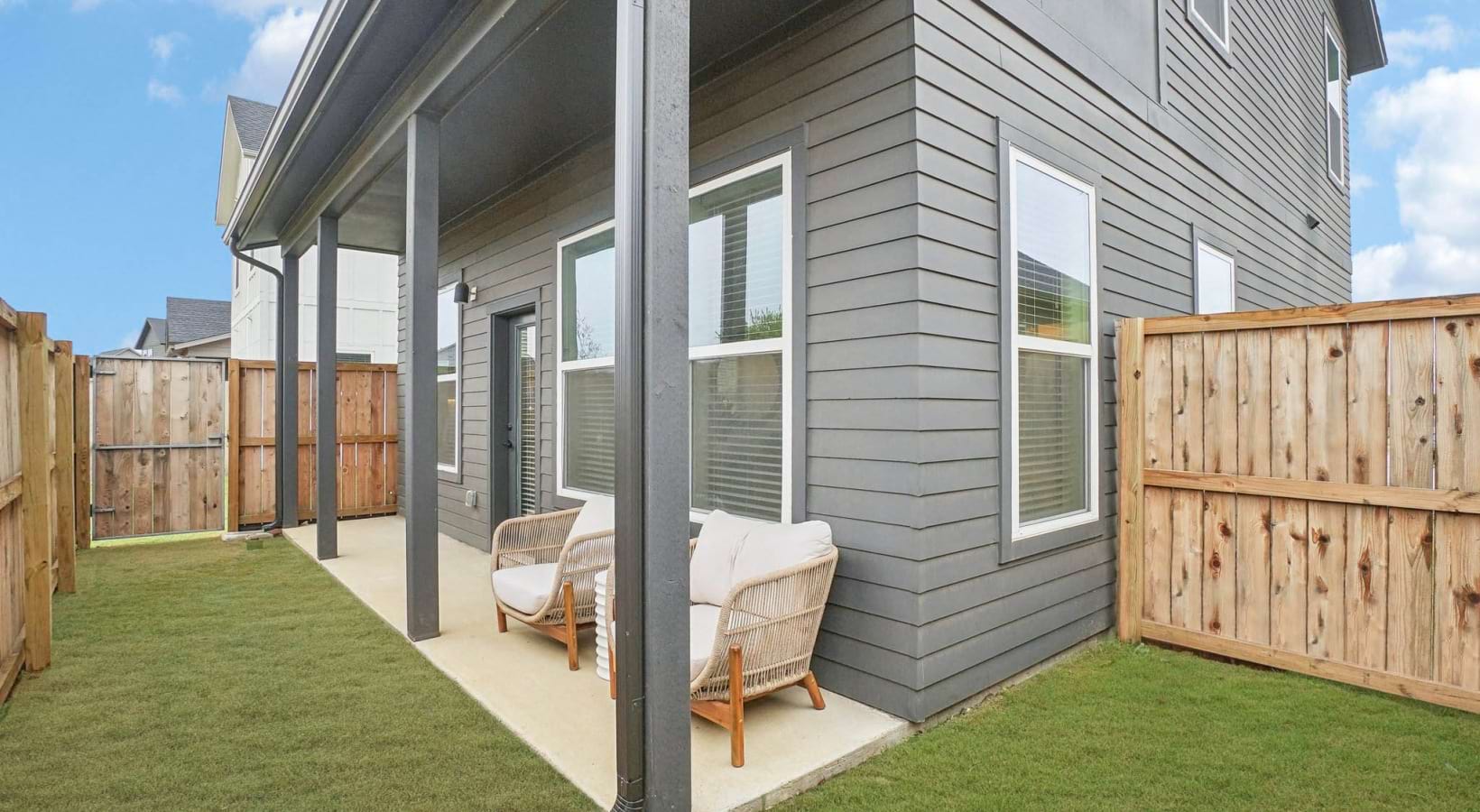 Home with private backyard