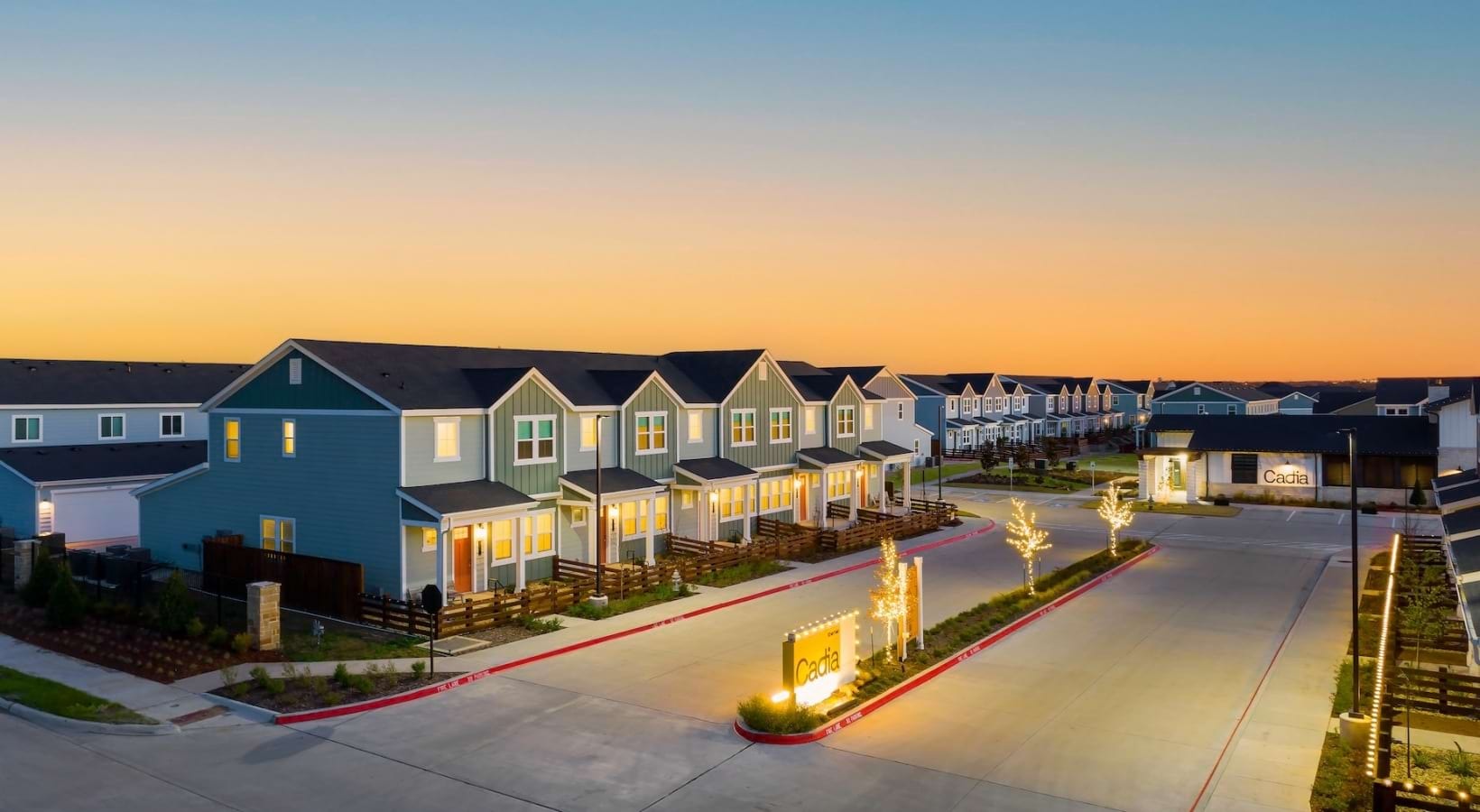 Streetscape at sunset