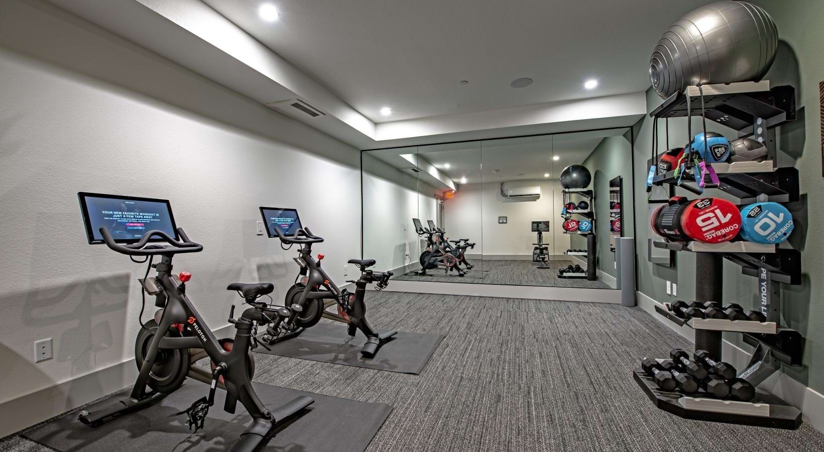 Fitness studio with spin bikes