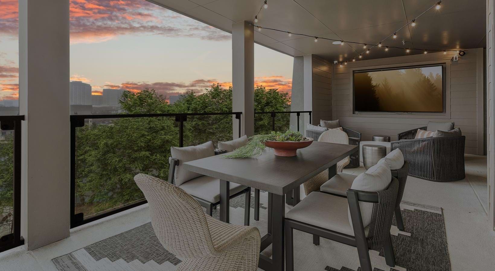 Sky lounge dining with city views