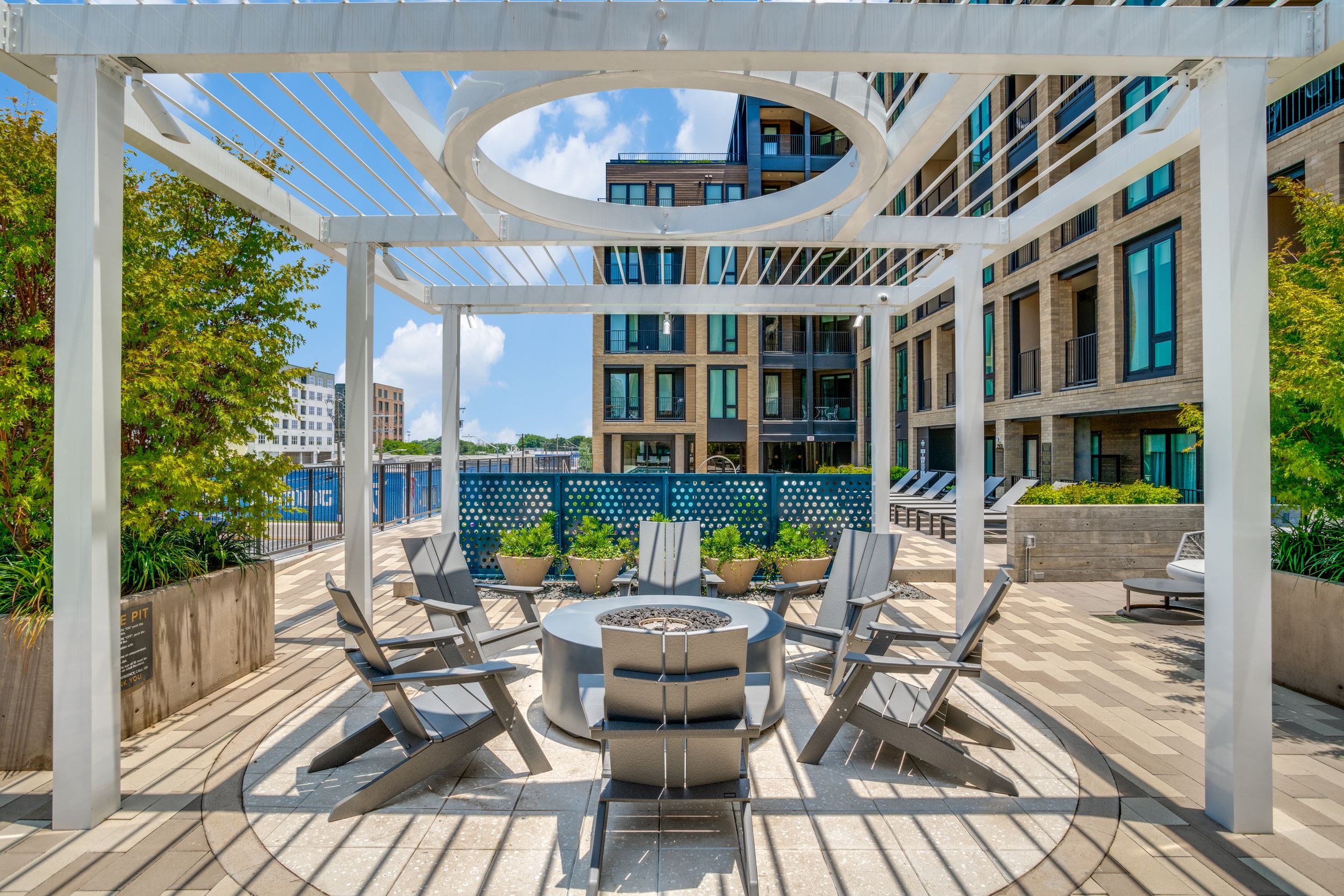 Shaded pergola lounge