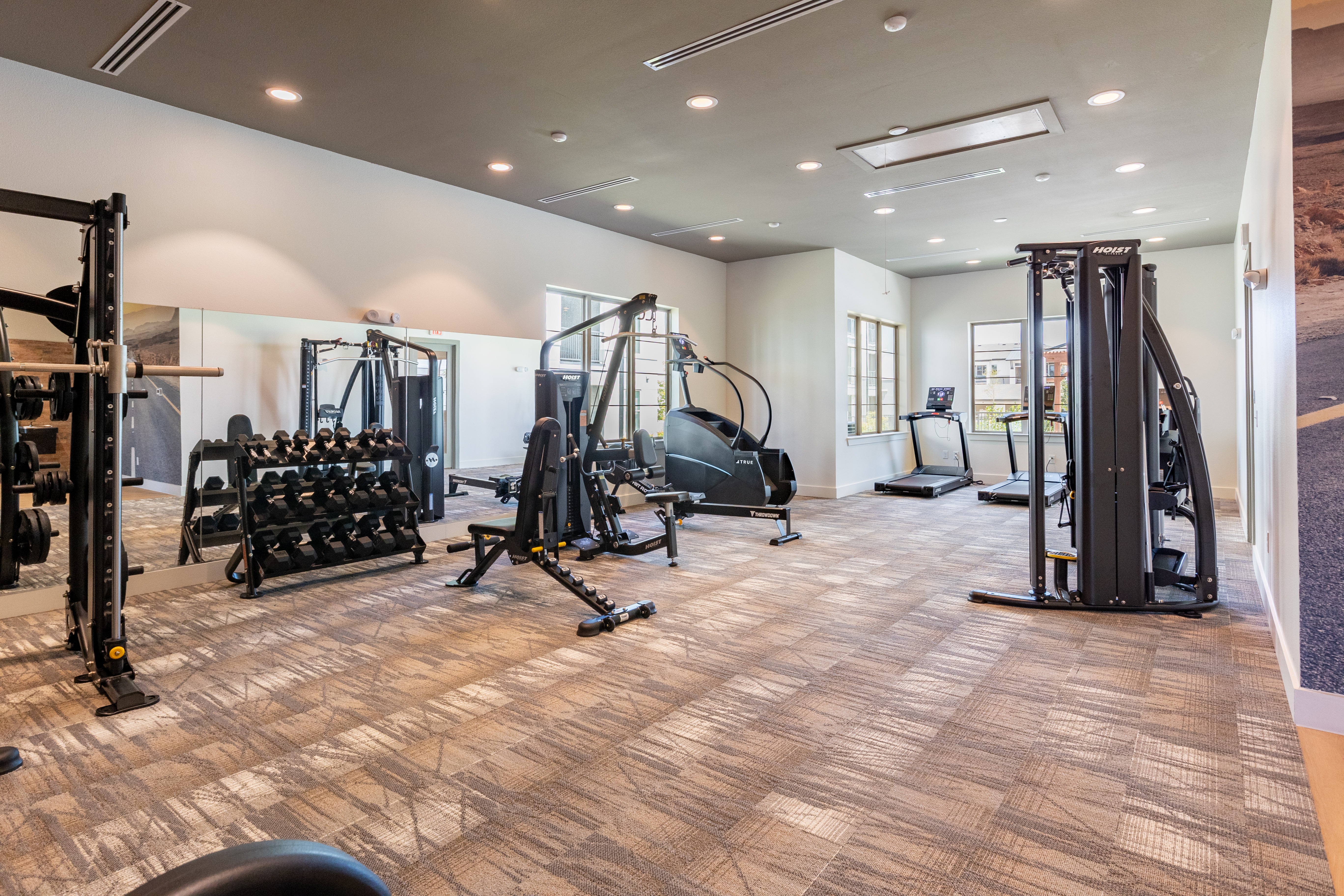 Fitness center with free weights