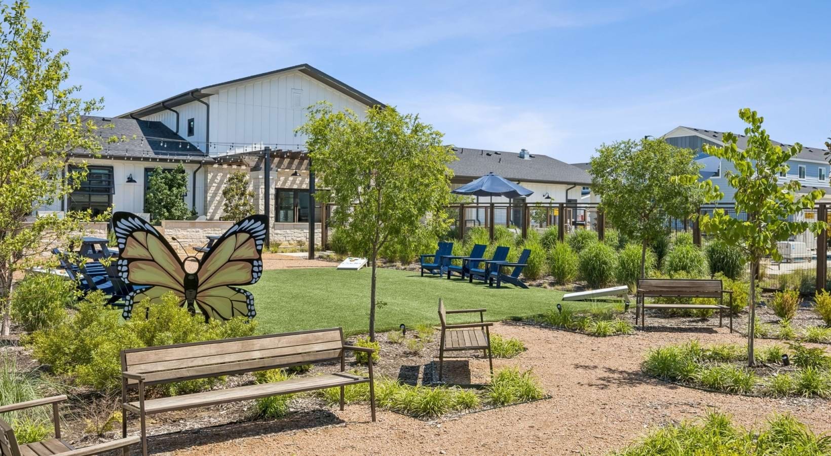 Greenhouse and lawn
