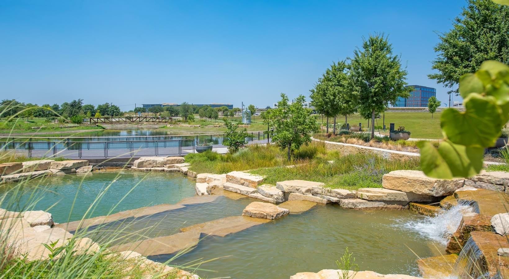 Pond and paved walking trail