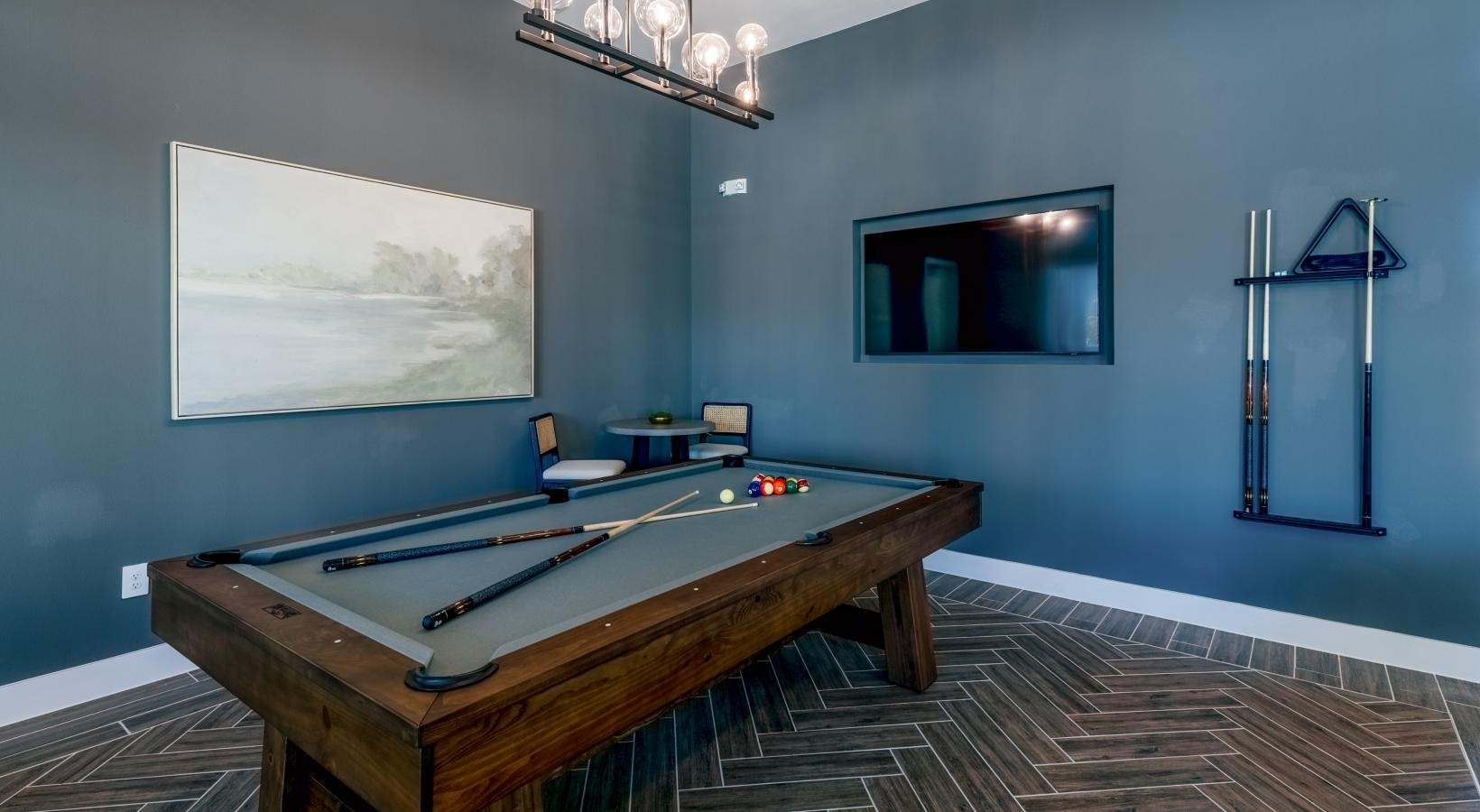 Game room with billiards table