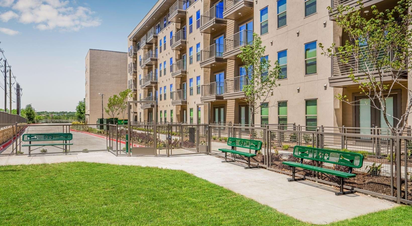 Green space with bench seating