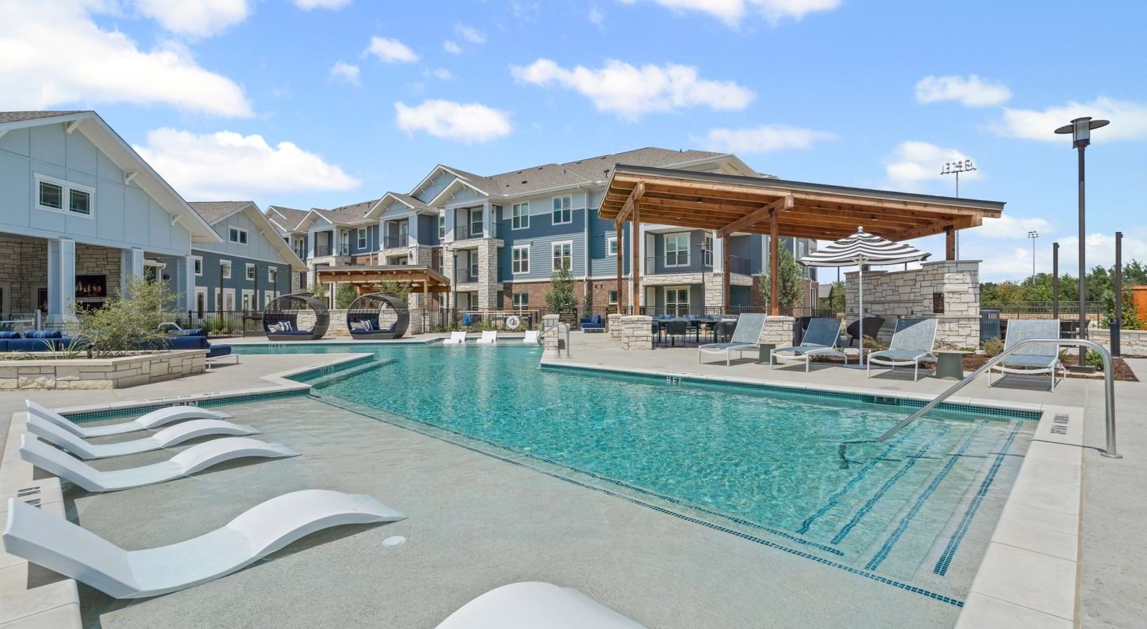 Resort-style pool and sundeck loungers