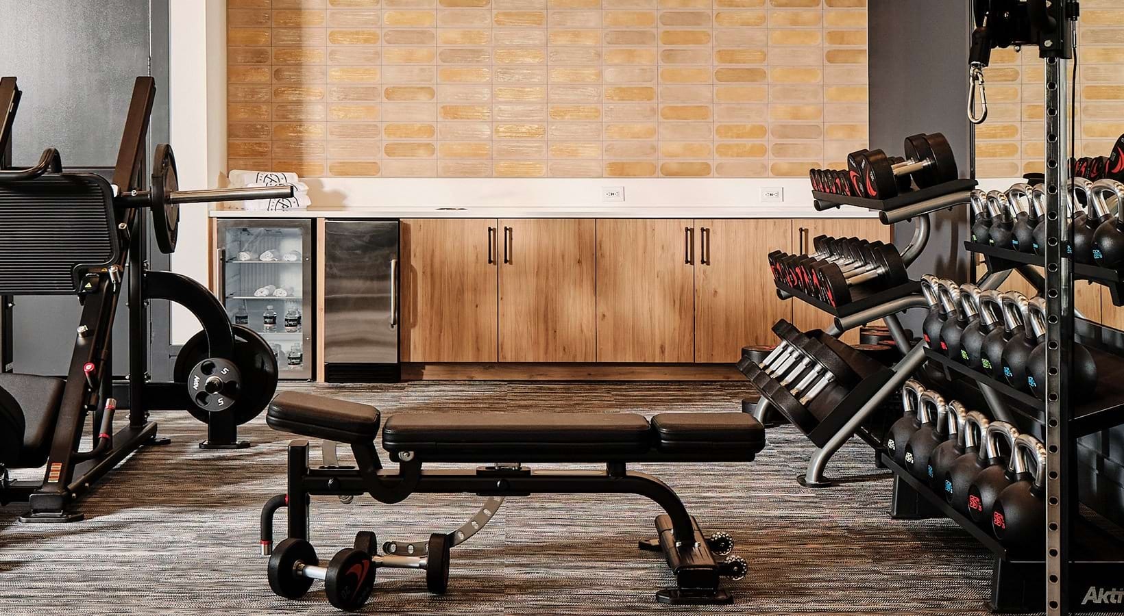 Free weights and strength training area
