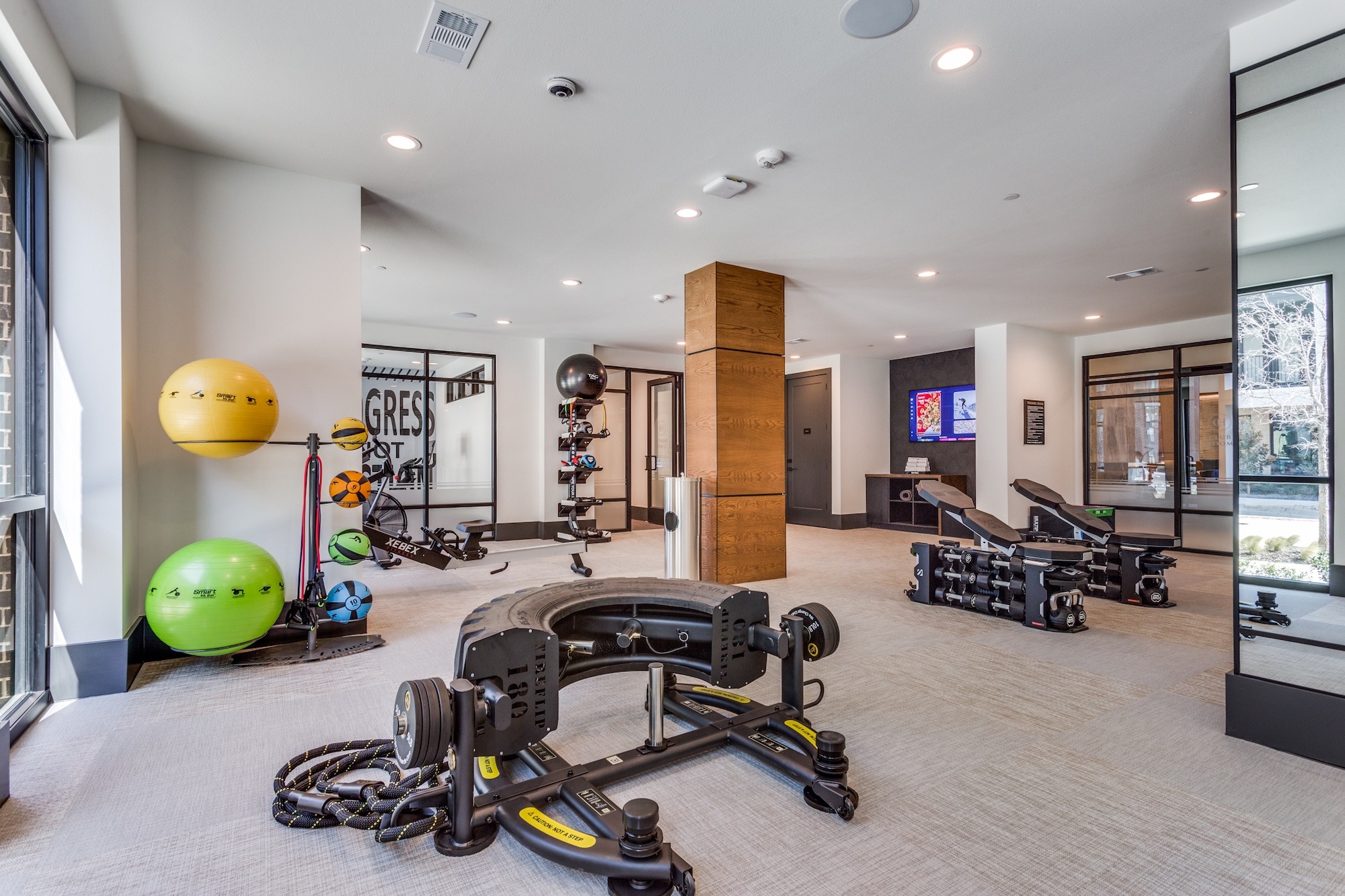 Health club with free weights and functional training
