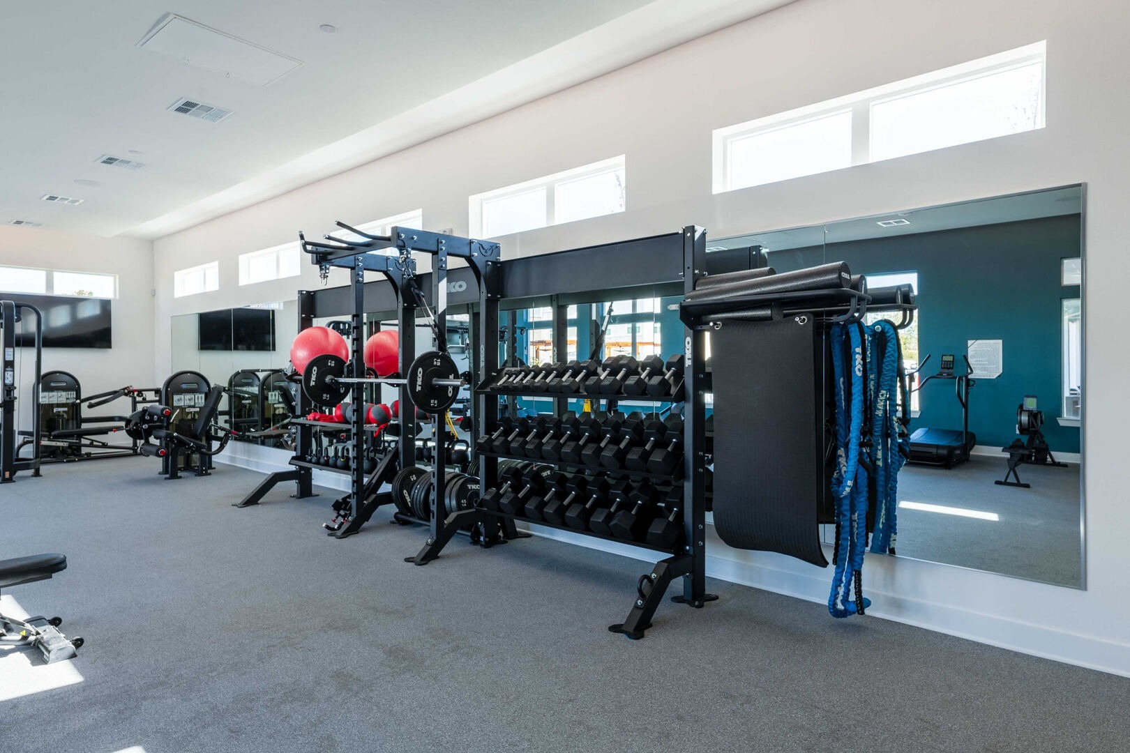 Fitness center with free weights