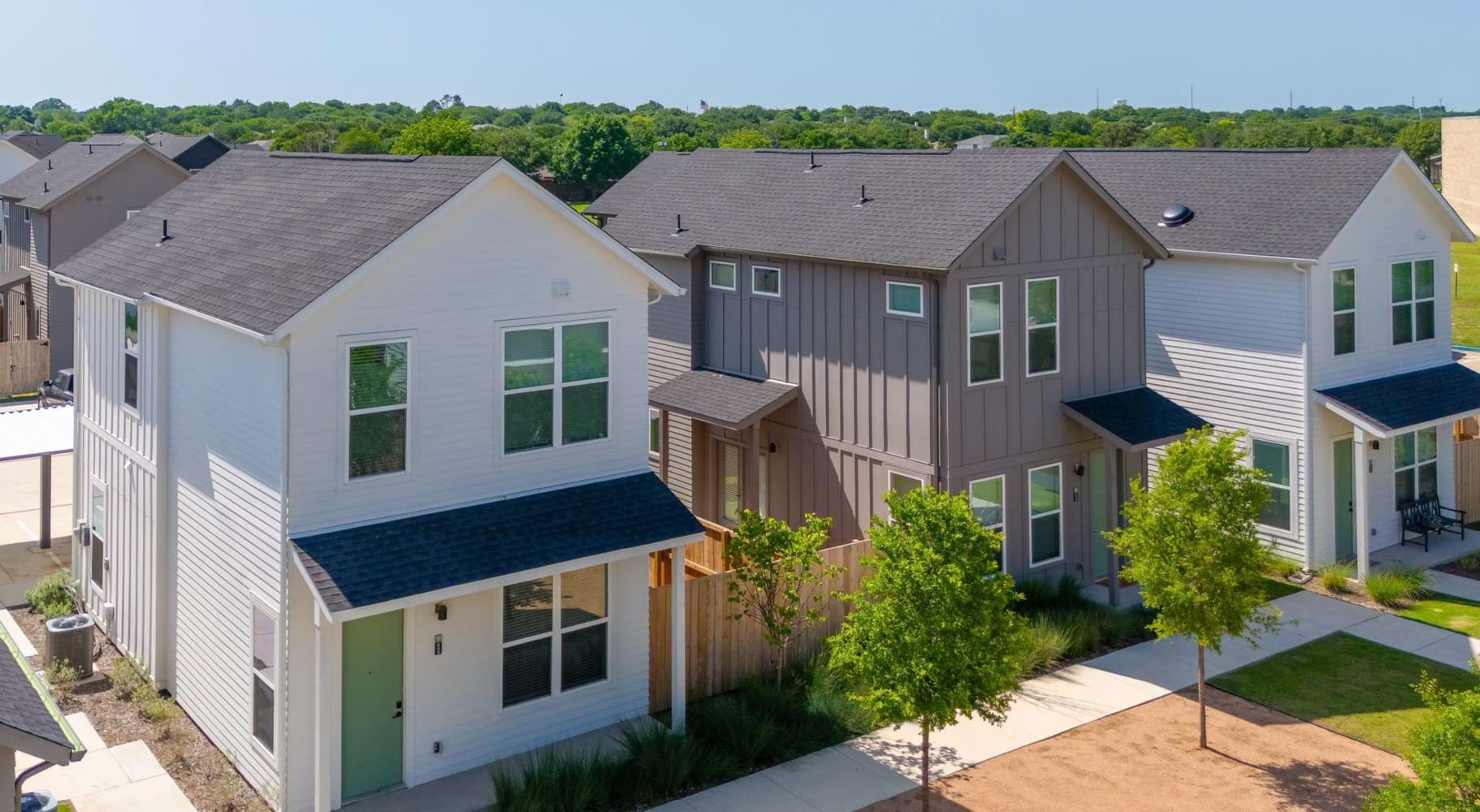 Landscaping among homes