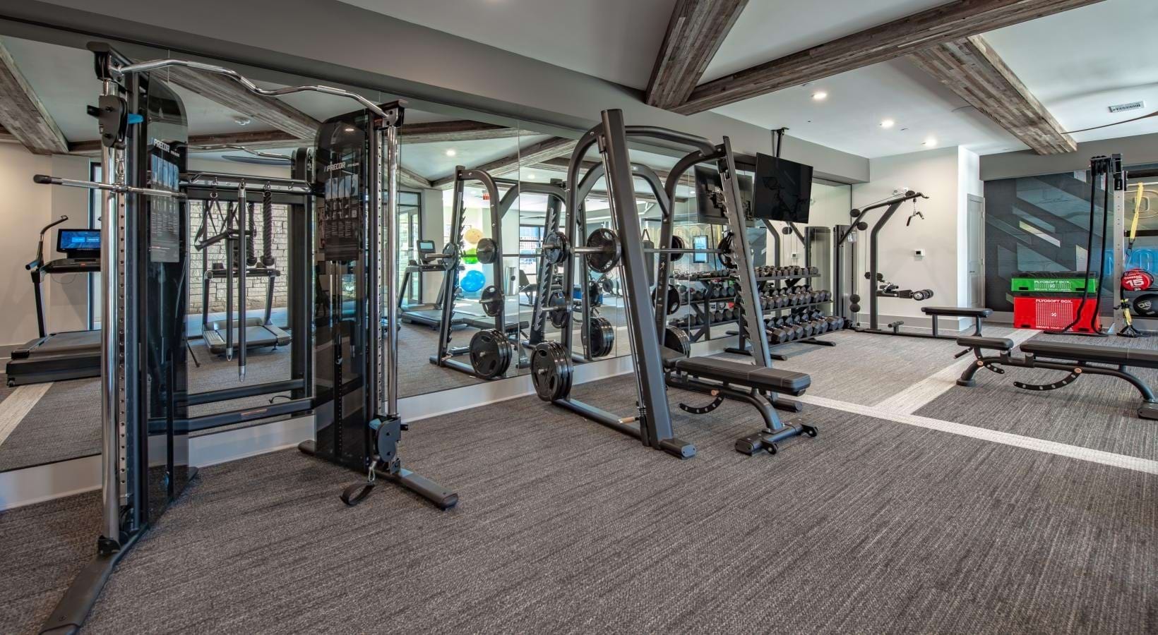 Fitness center with strength equipment