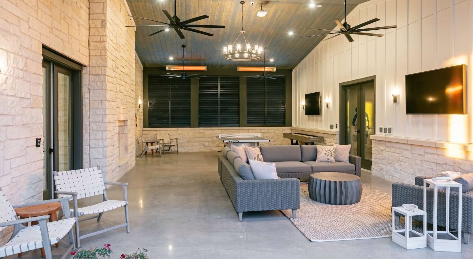 Covered outdoor lounge