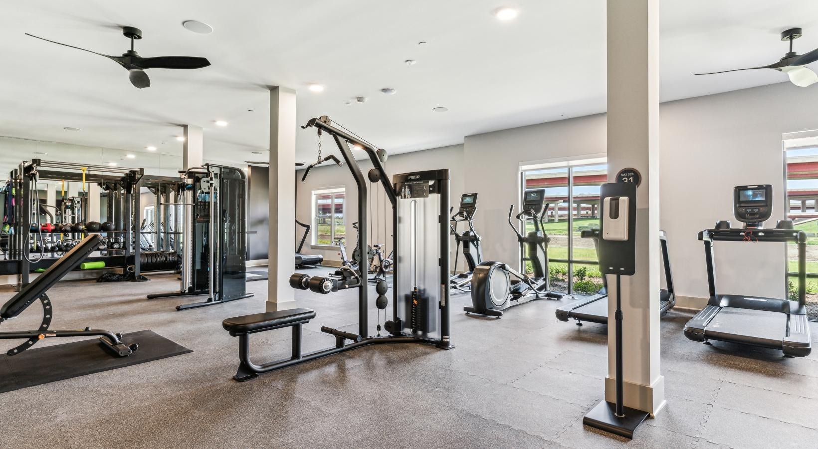 Fitness center cardio equipment
