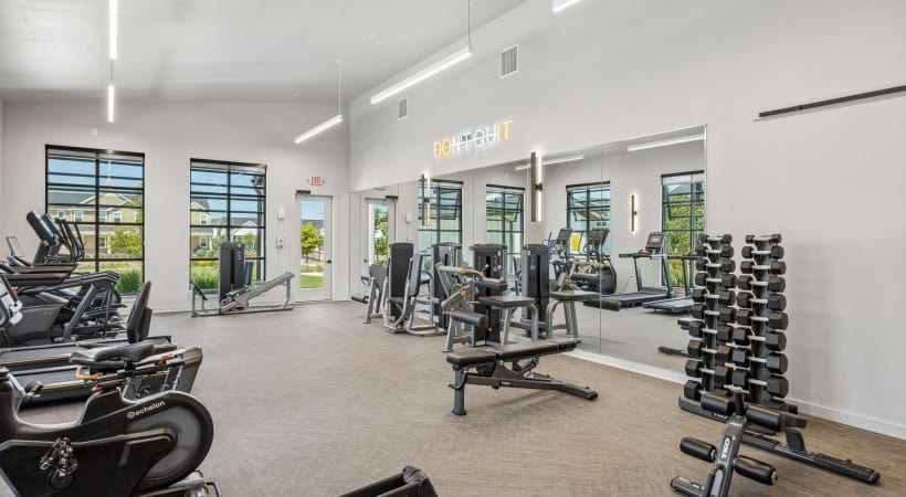 Fitness center with weights