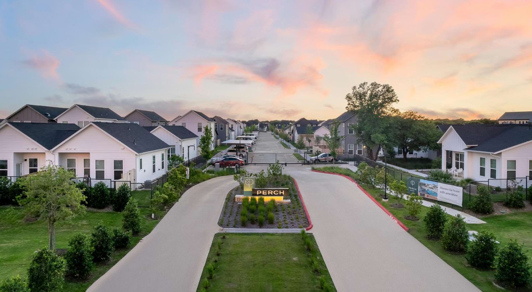 Landscaping among the homes