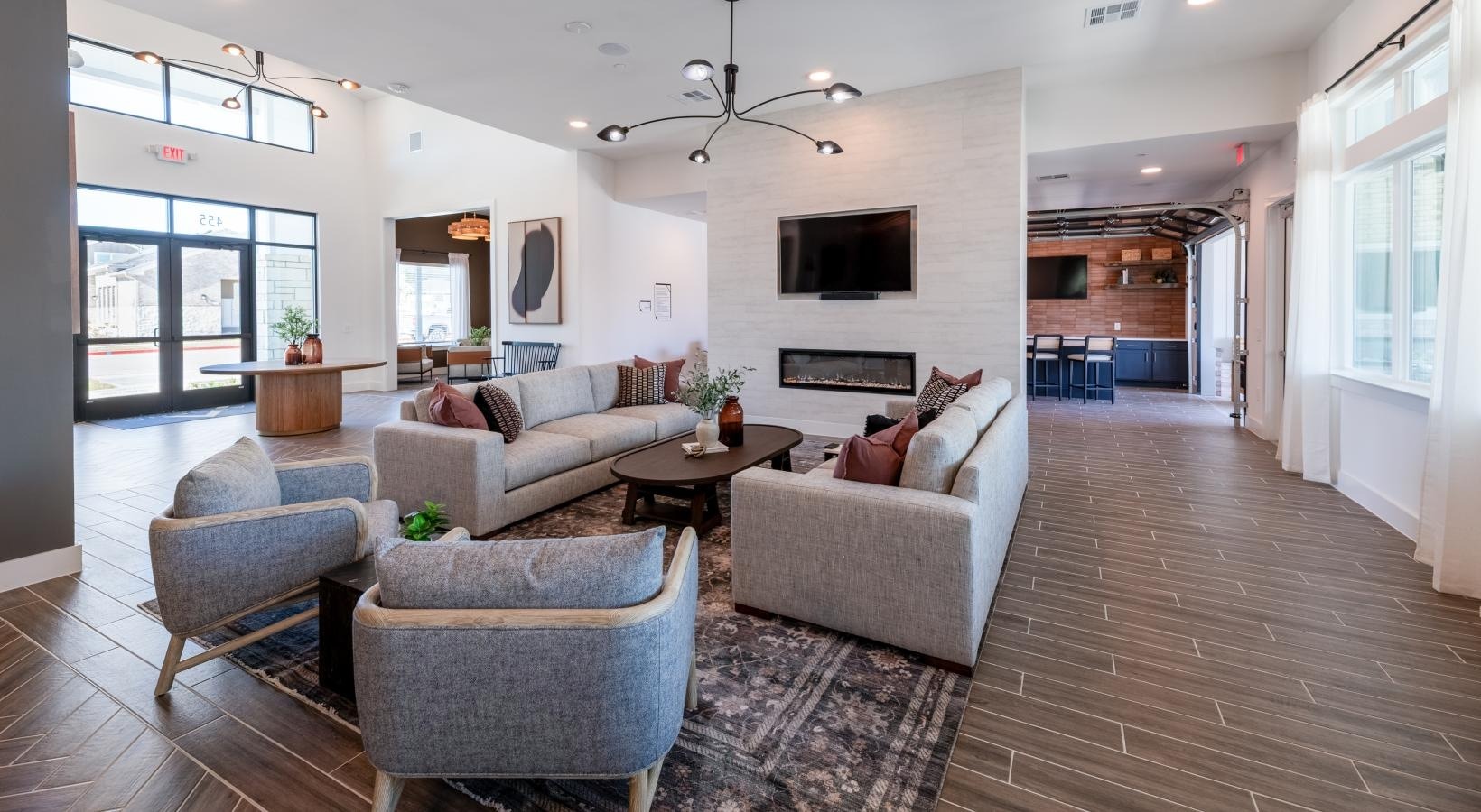 Clubhouse lounge with fireplace