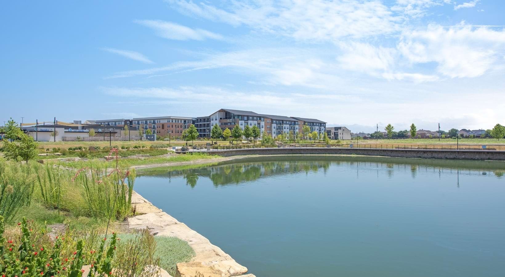 Outdoor park with pond