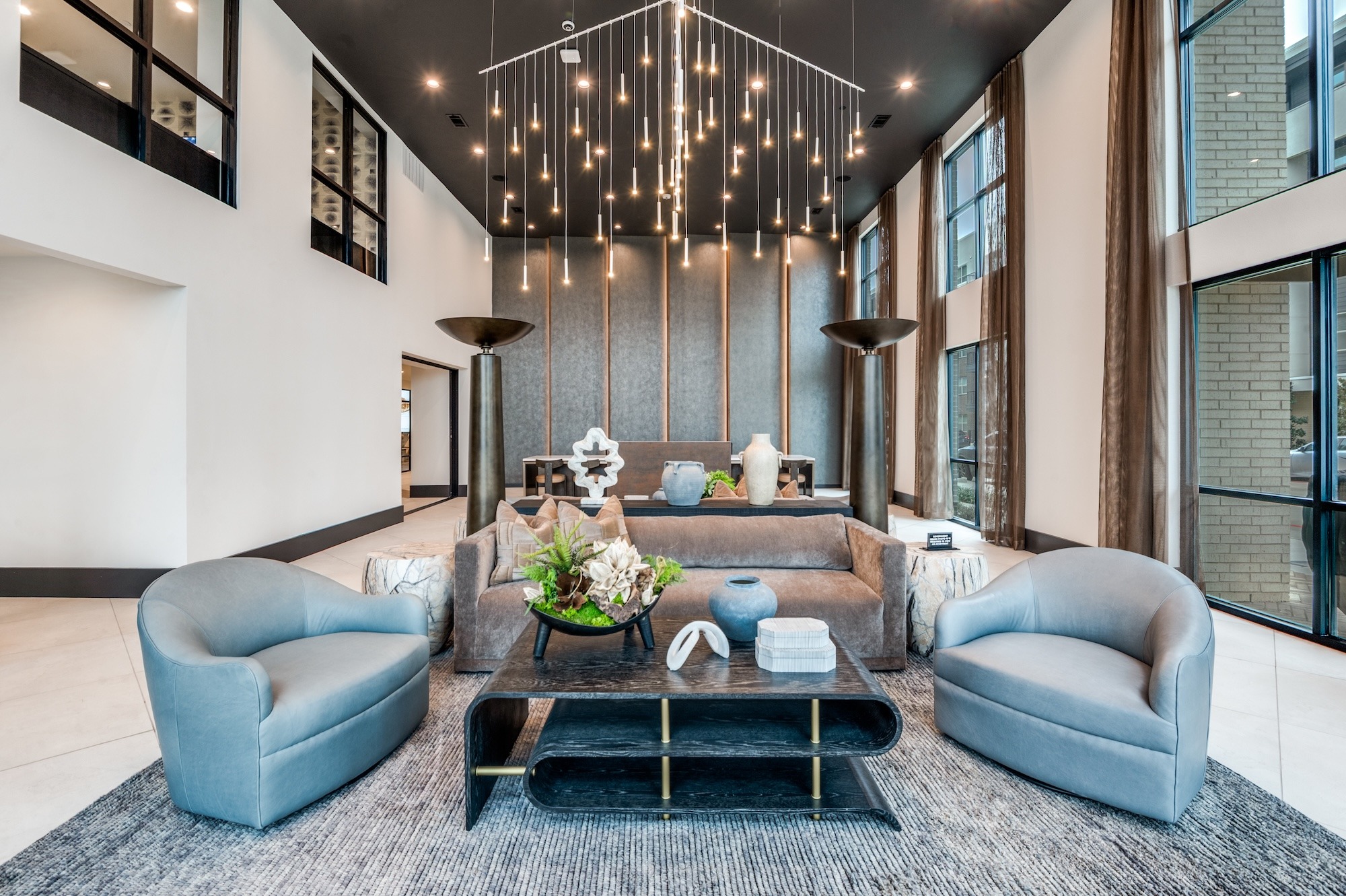 Two-story resident lobby and clubroom