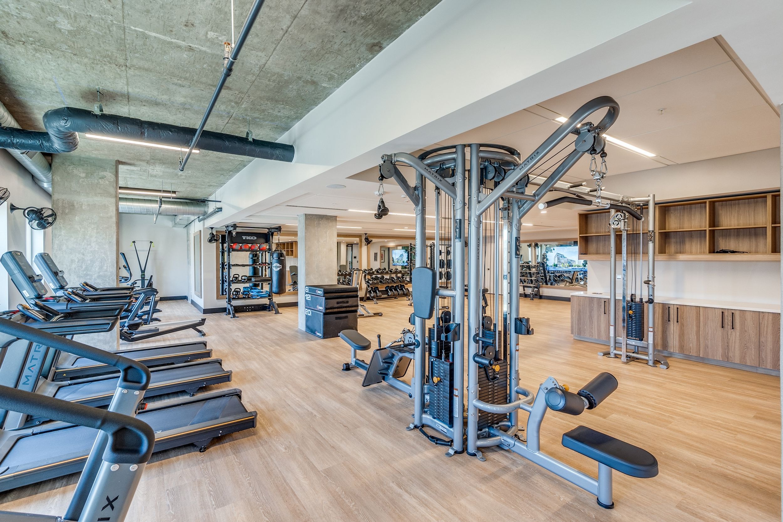 Fitness center with exercise equipment
