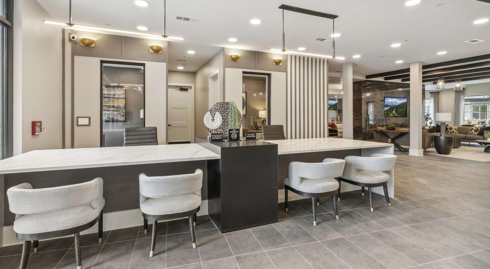 Club room kitchen and bar