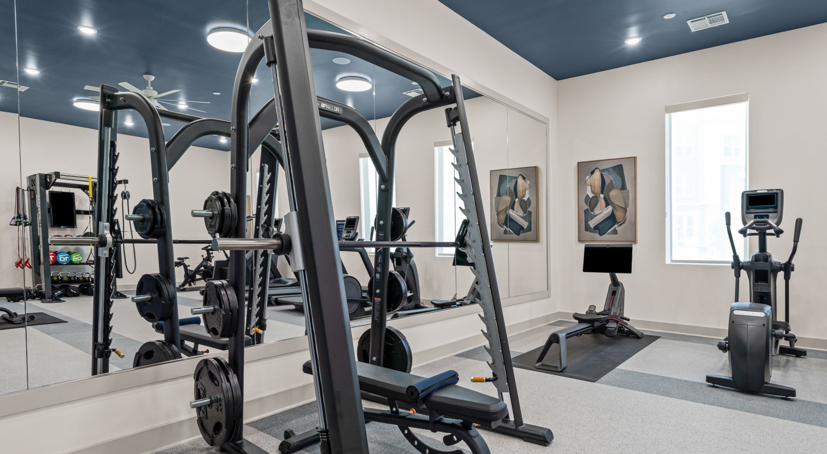 Fitness center with squat rack