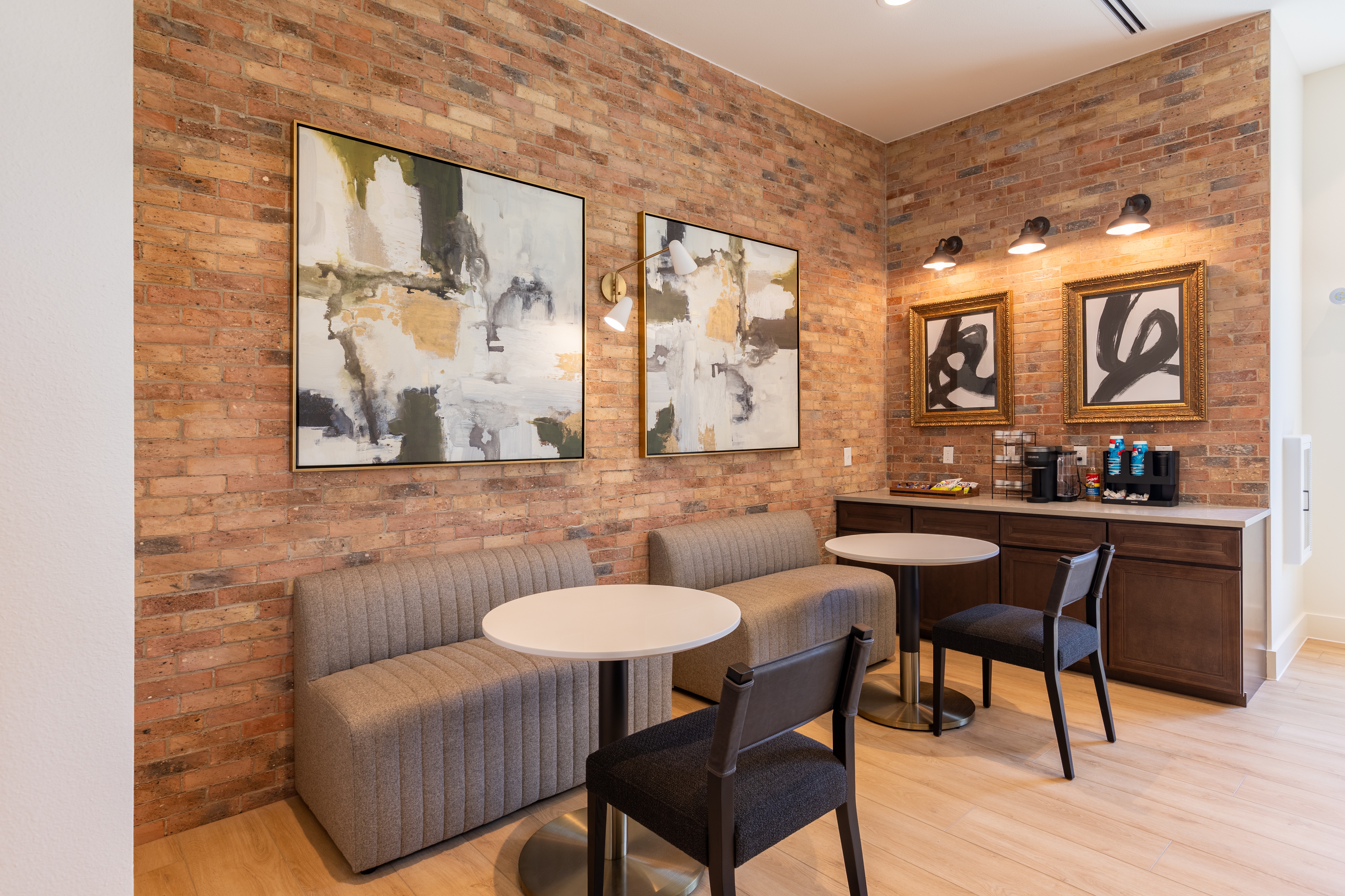 Booth seating in the resident lounge
