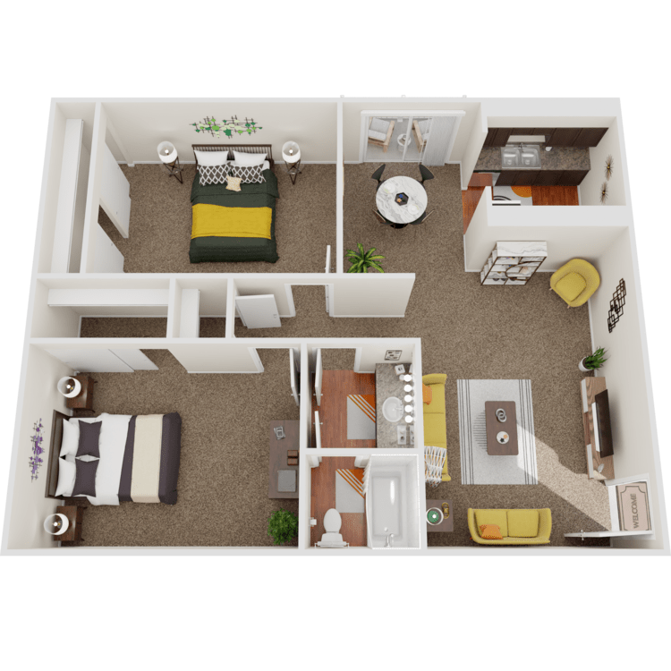 2 Bed 1 Bath - 2D – image 1