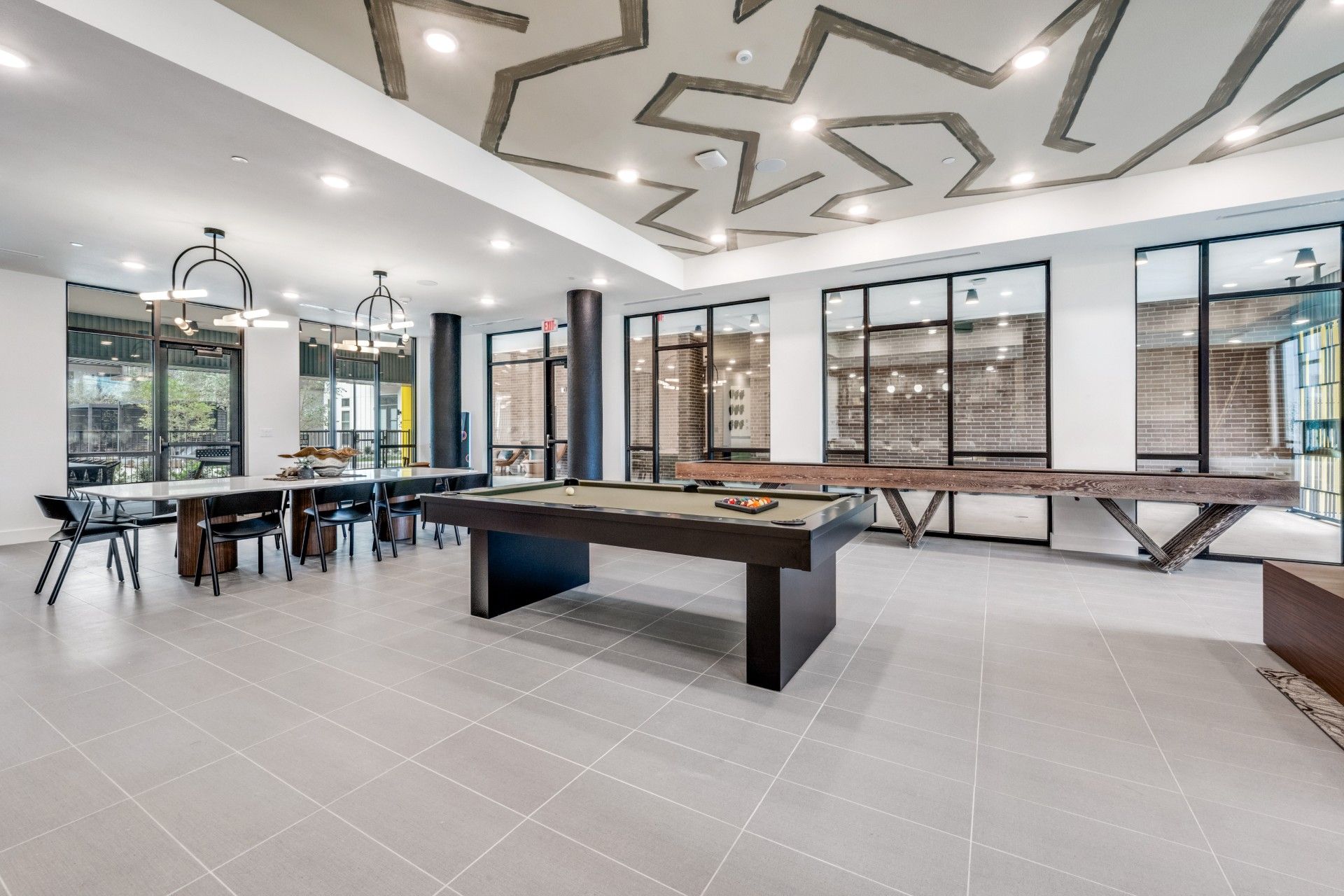 Clubhouse area with gaming tables and seating