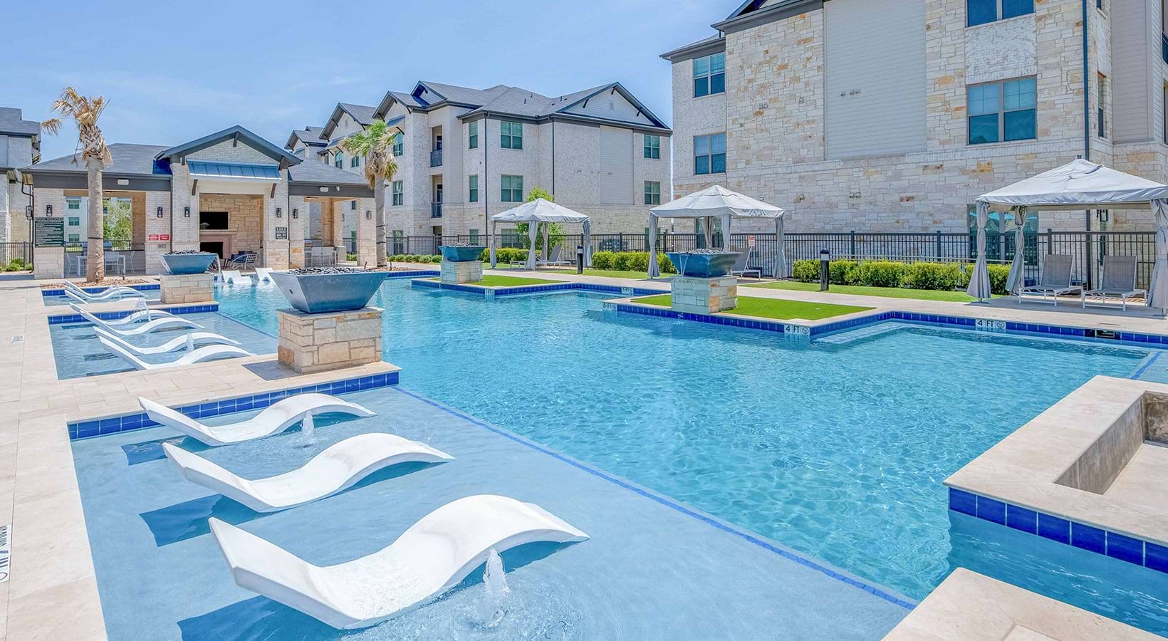 Resort-style pool and sundeck at The Beverley at Denton