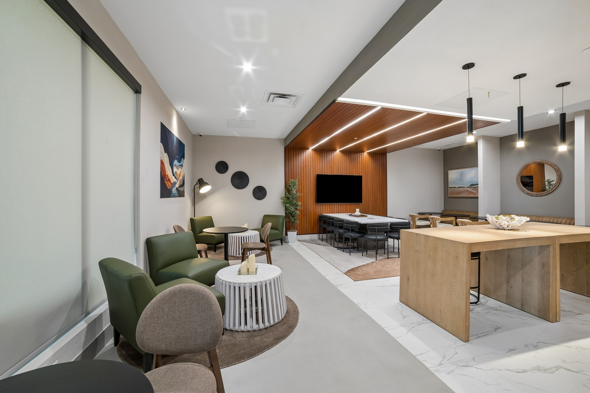 Resident lounge with seating areas