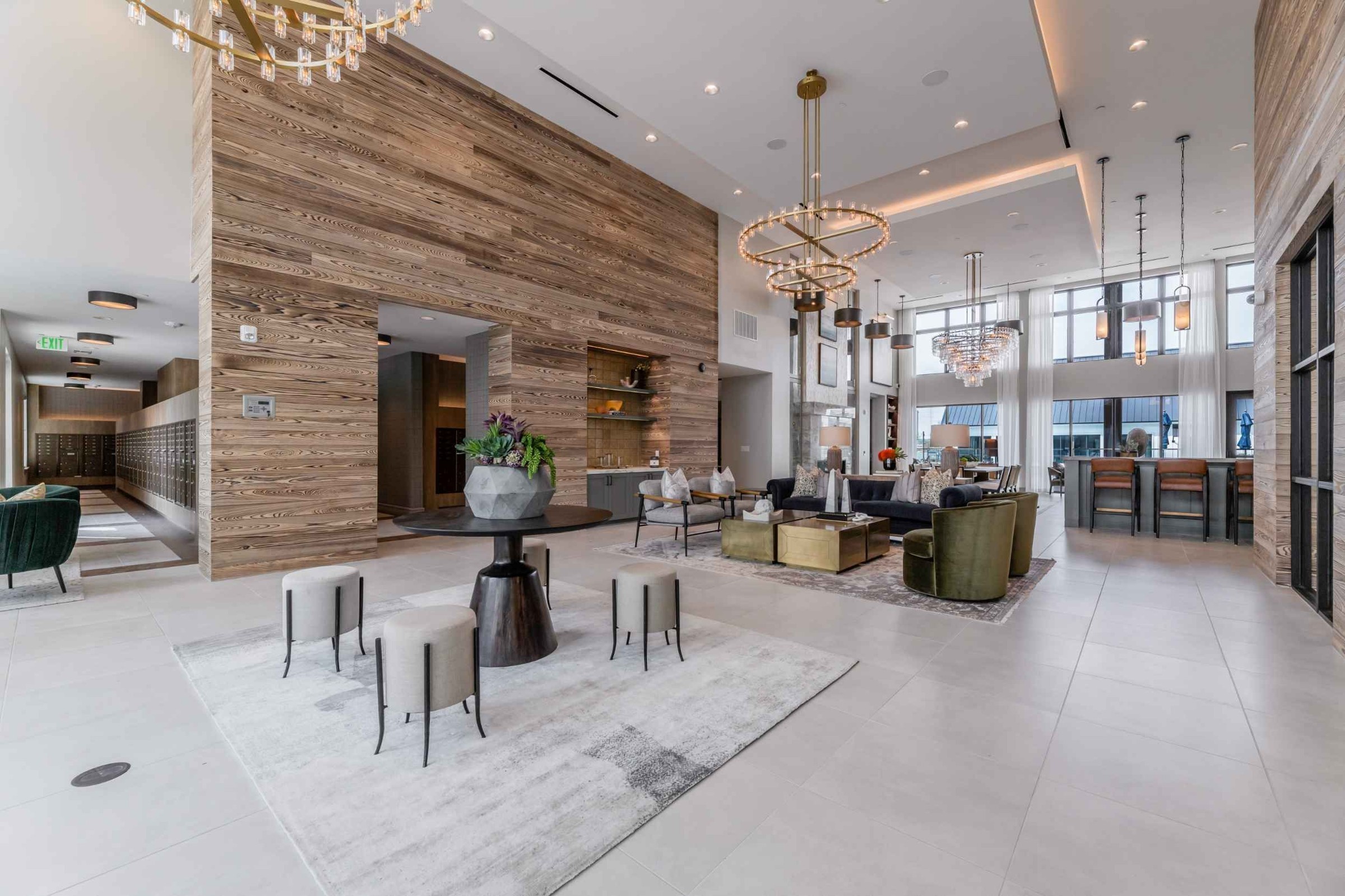 Atlas Crown - Lobby lounge area and mailroom