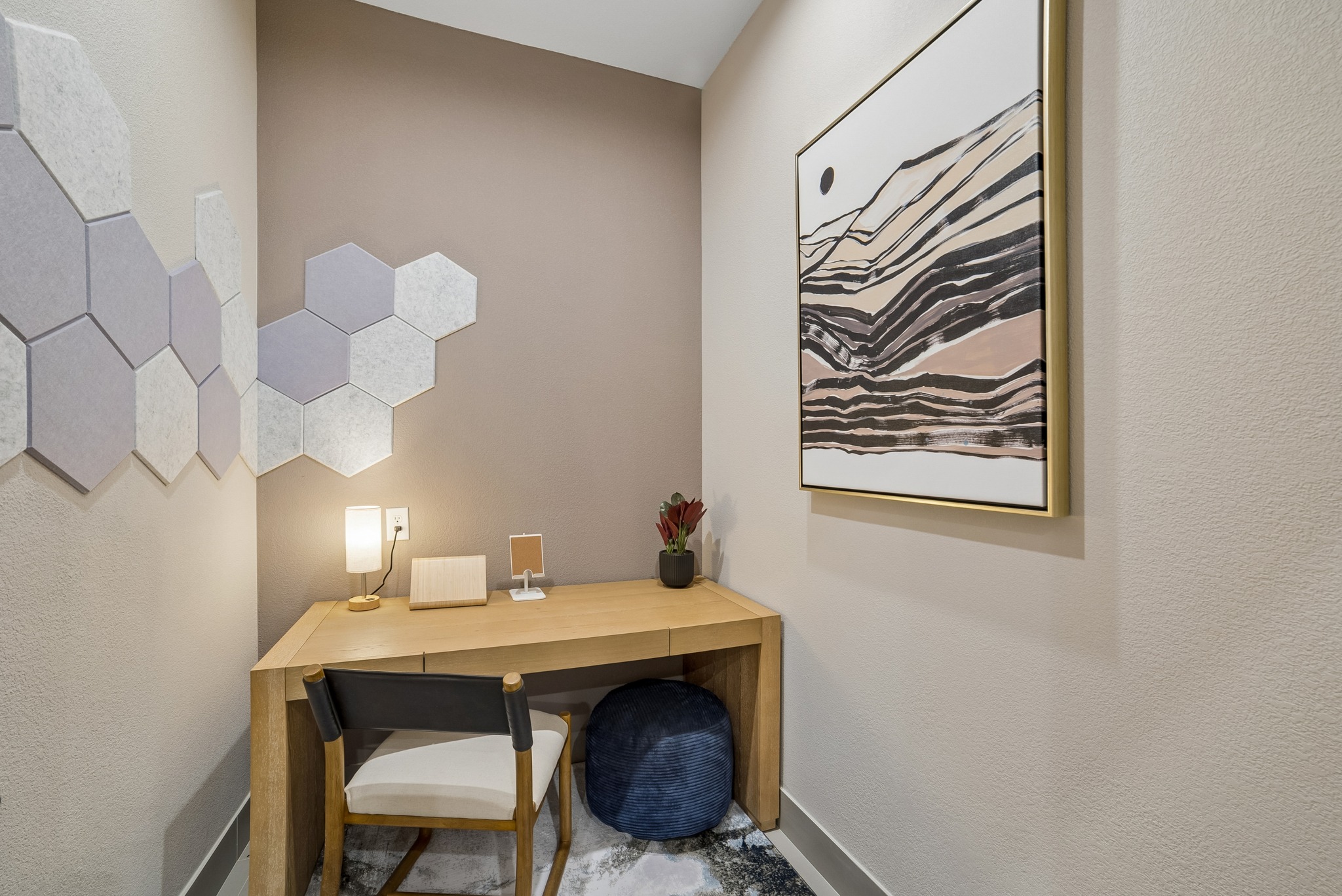 Private study pod with desk