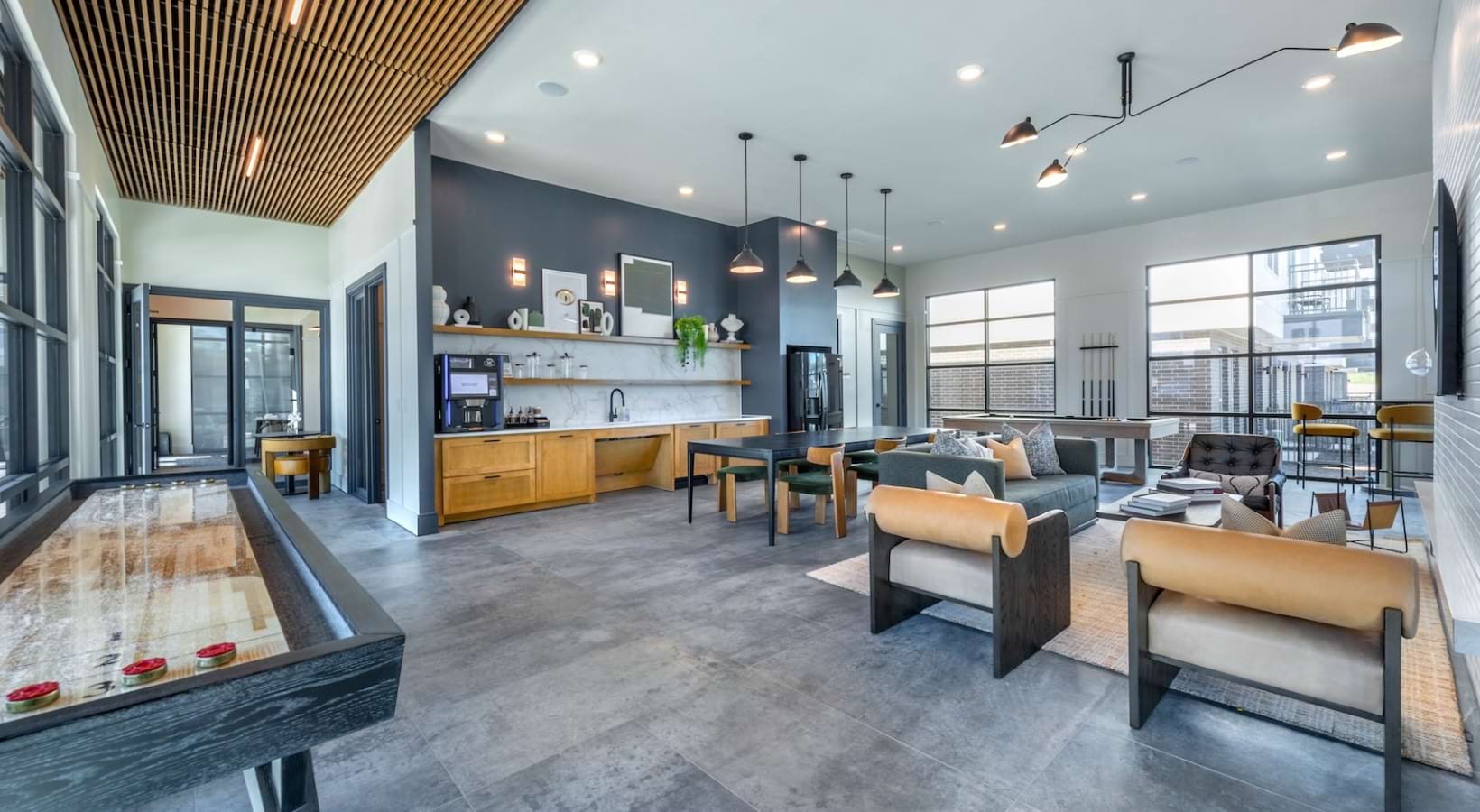 Alpine Village - Clubroom with resident kitchen, coffee bar and shuffleboard