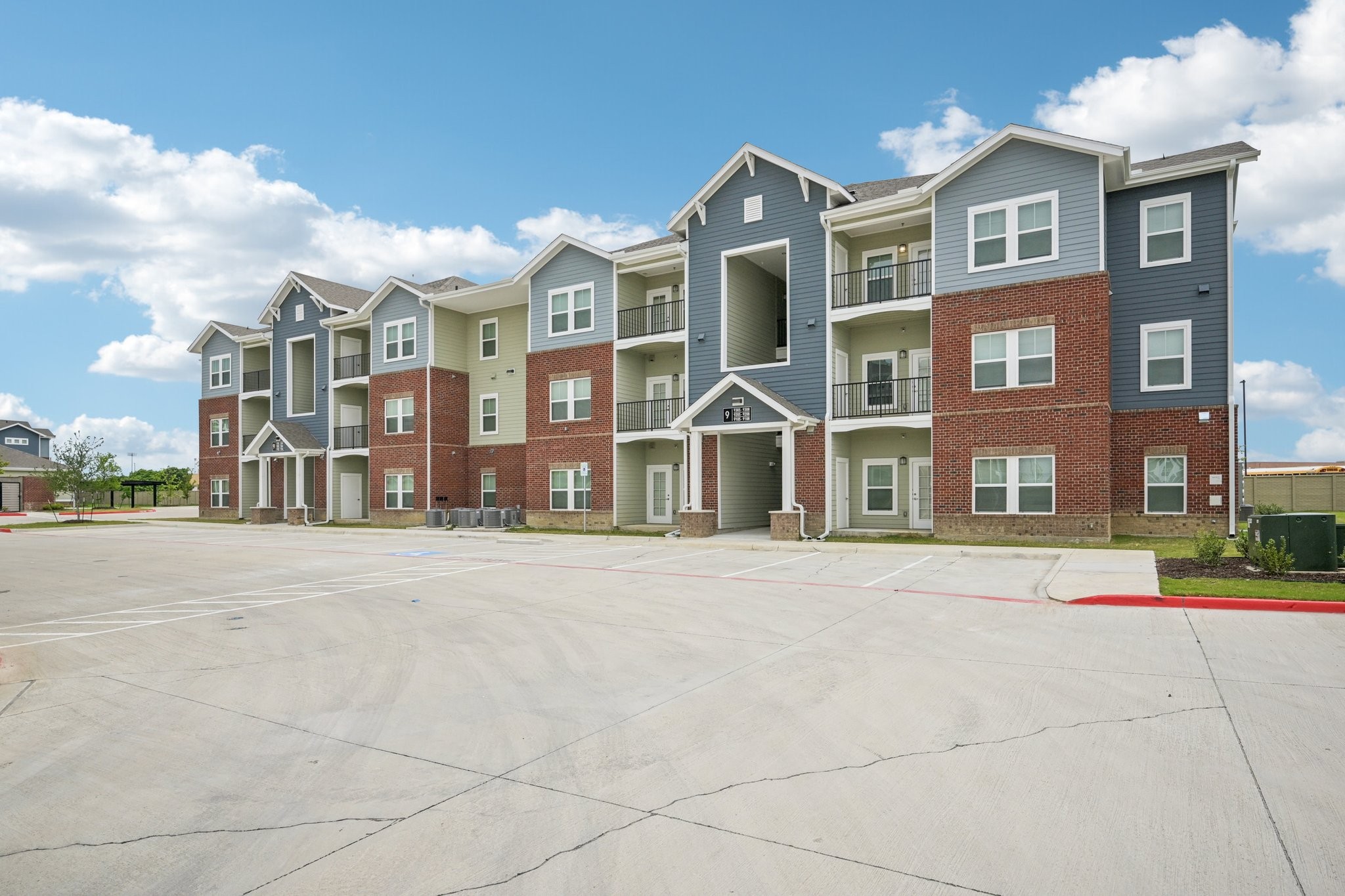 Three-story apartment building exterior