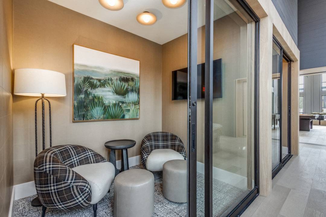 Private co-working room with lounge seating