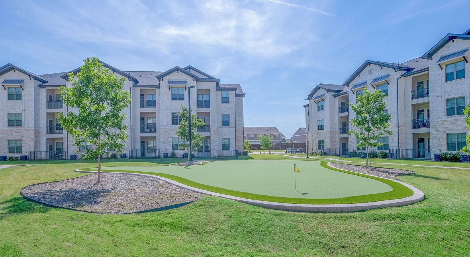 Outdoor chipping and putting green at The Beverley at Denton
