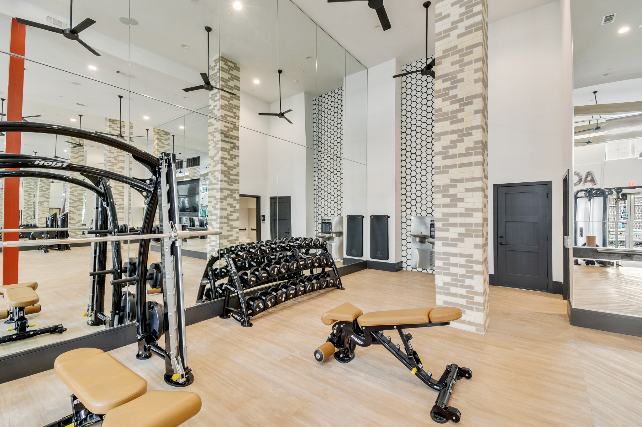 Fitness center strength equipment at Epoch on Eagle