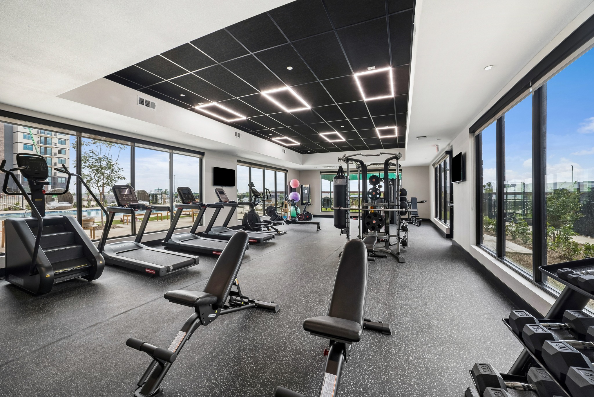 Fitness center with cardio and strength equipment