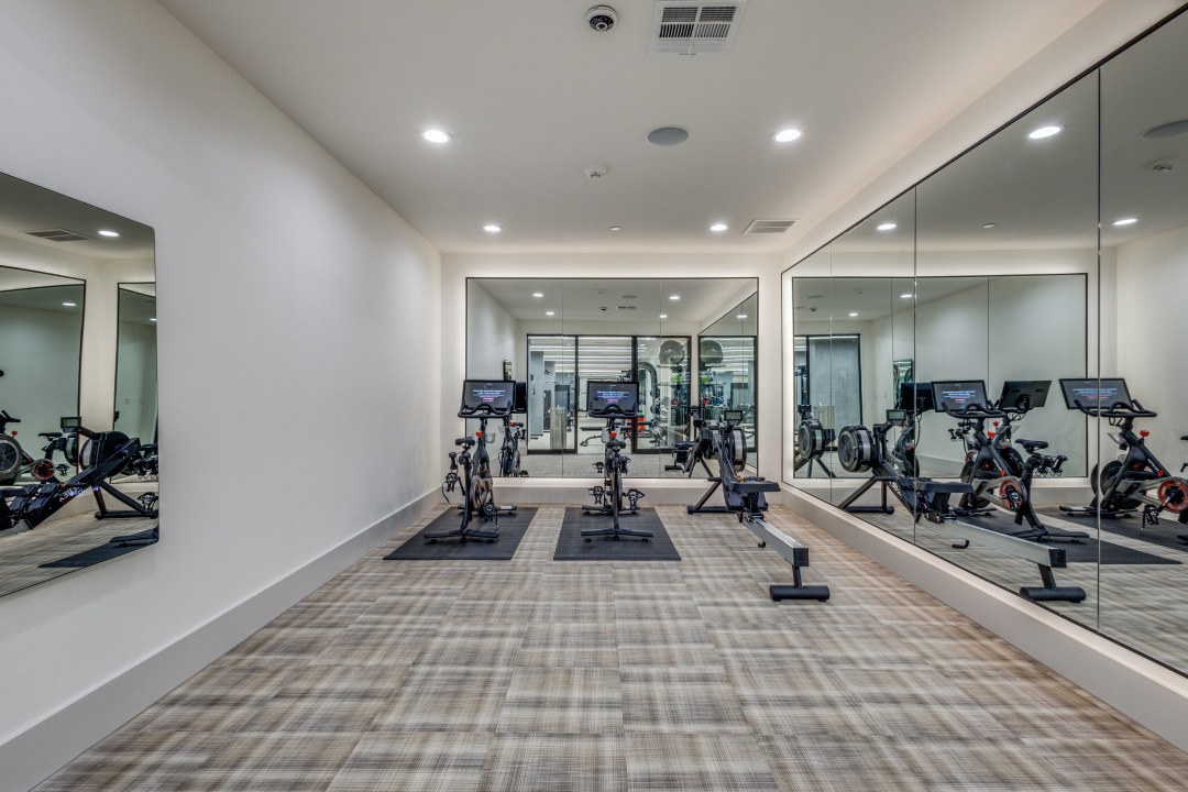 Yoga and spin studio with Peloton bikes