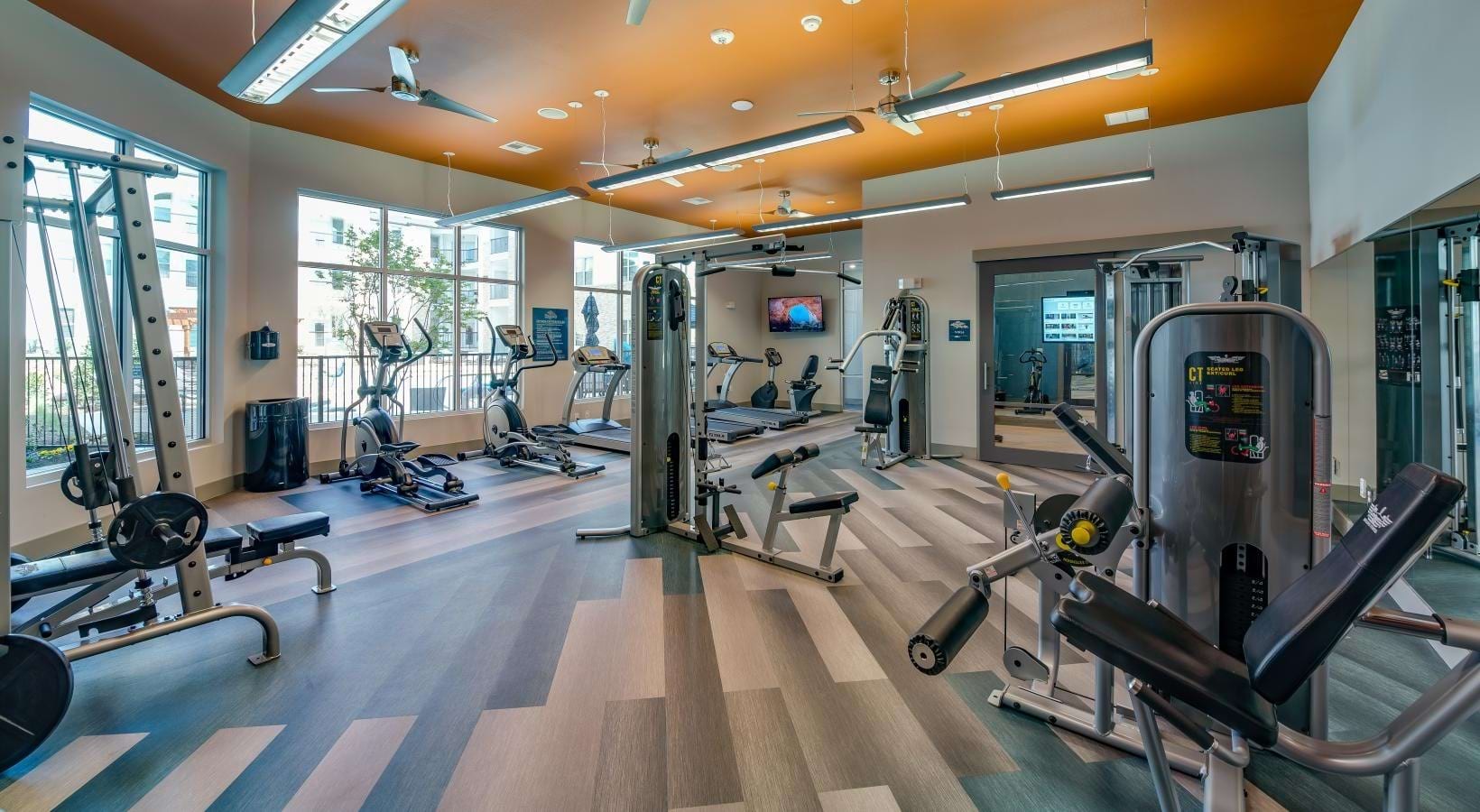 Fitness center strength equipment at Bellrock Upper North